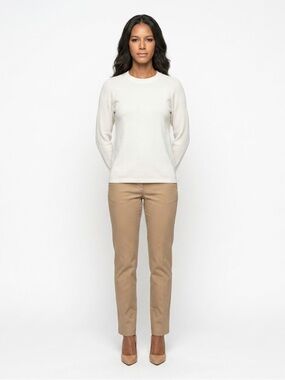 Vince White Crewneck Ribbed Raglan Sleeve Knit Pullover Sweater Cotton Women’s S